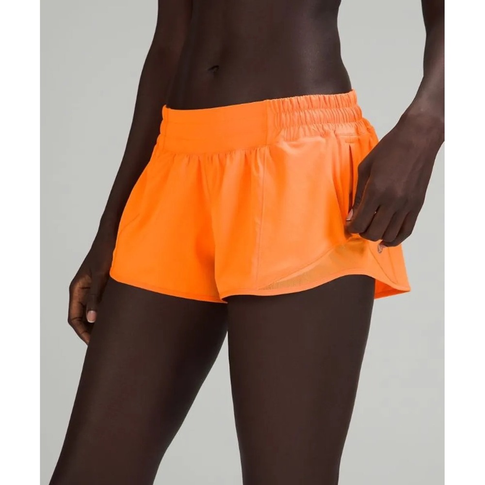 Lululemon Hotty Hot Low-Rise Lined Short 2.5 Orange Soda Womens Running Shorts